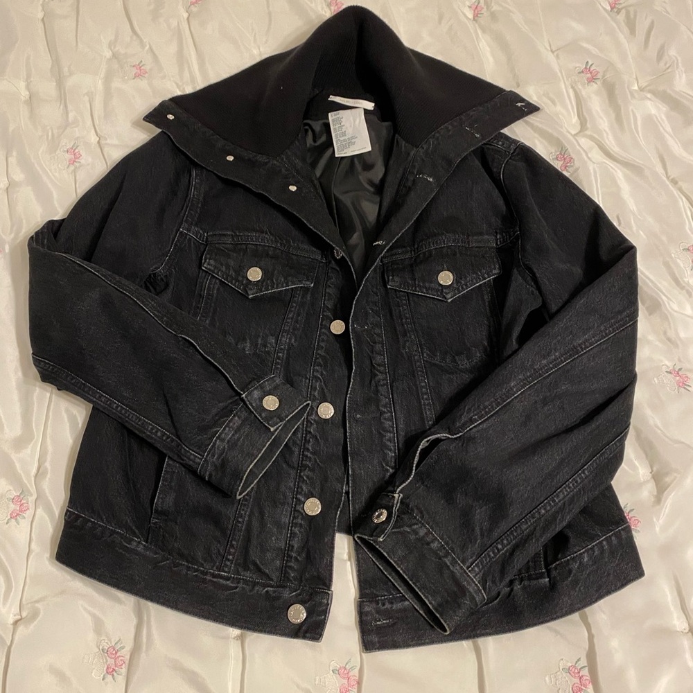 Helmut Lang knit collar trucker jacket